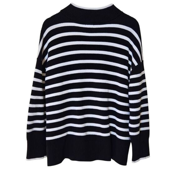 Lands End Drifter Cotton Quarter Zip Pullover Sweater 2X Nautical Coastal Stripe - Picture 7 of 7